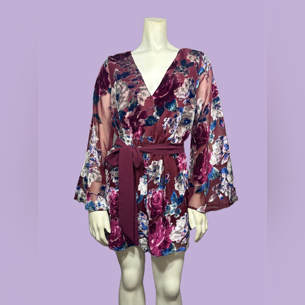 Flying Tomato Plum, Silver & Blue Romper with Flowing Silhouette